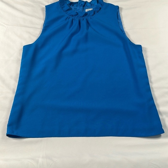 J. Crew Ruffled Blue Sleeveless Blouse - Picture 9 of 13
